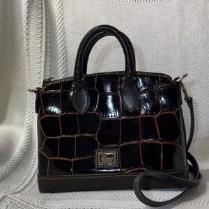 Dooney & Bourke Brown Crocodile-Embossed Satchel